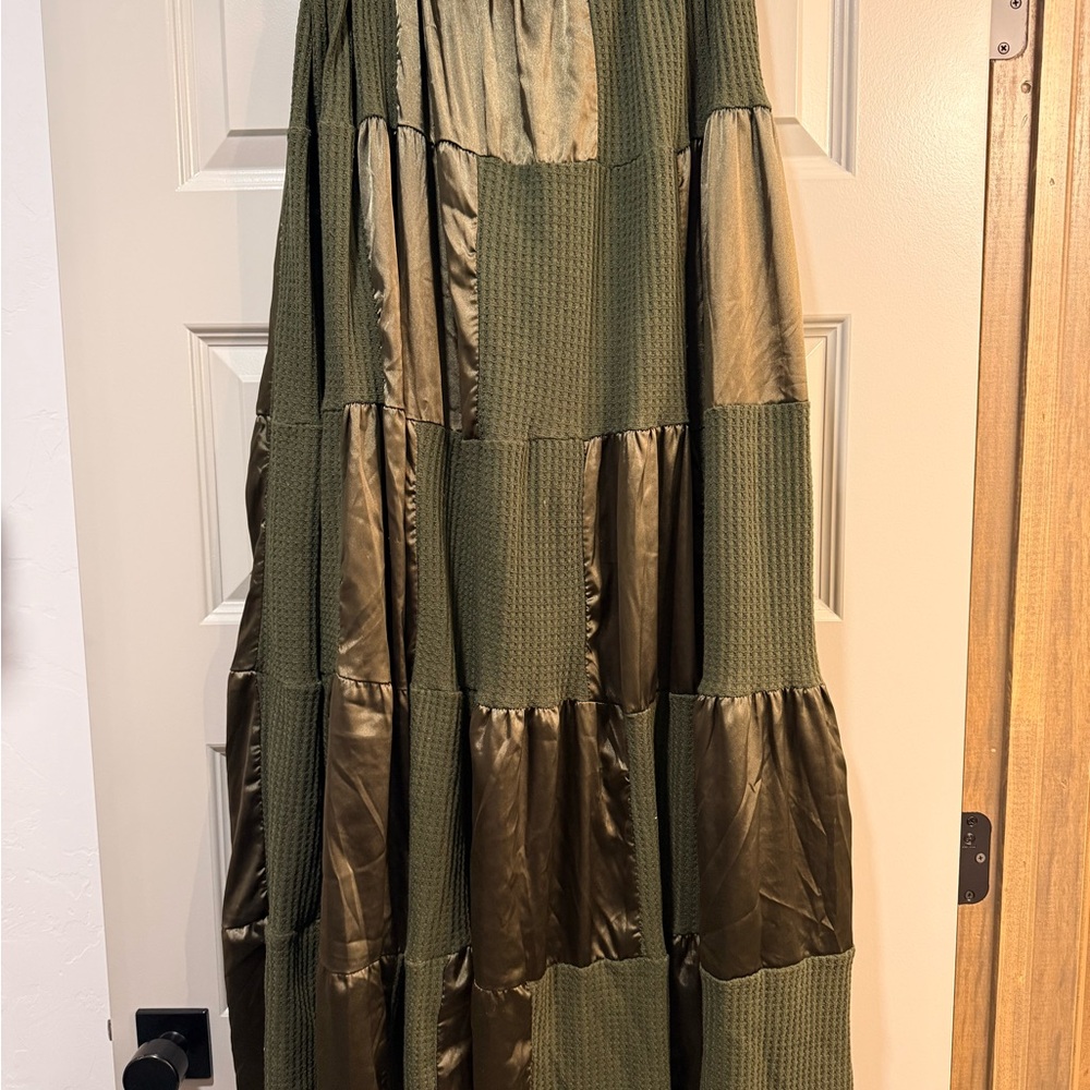 Elegant Olive Green Maxi Skirt